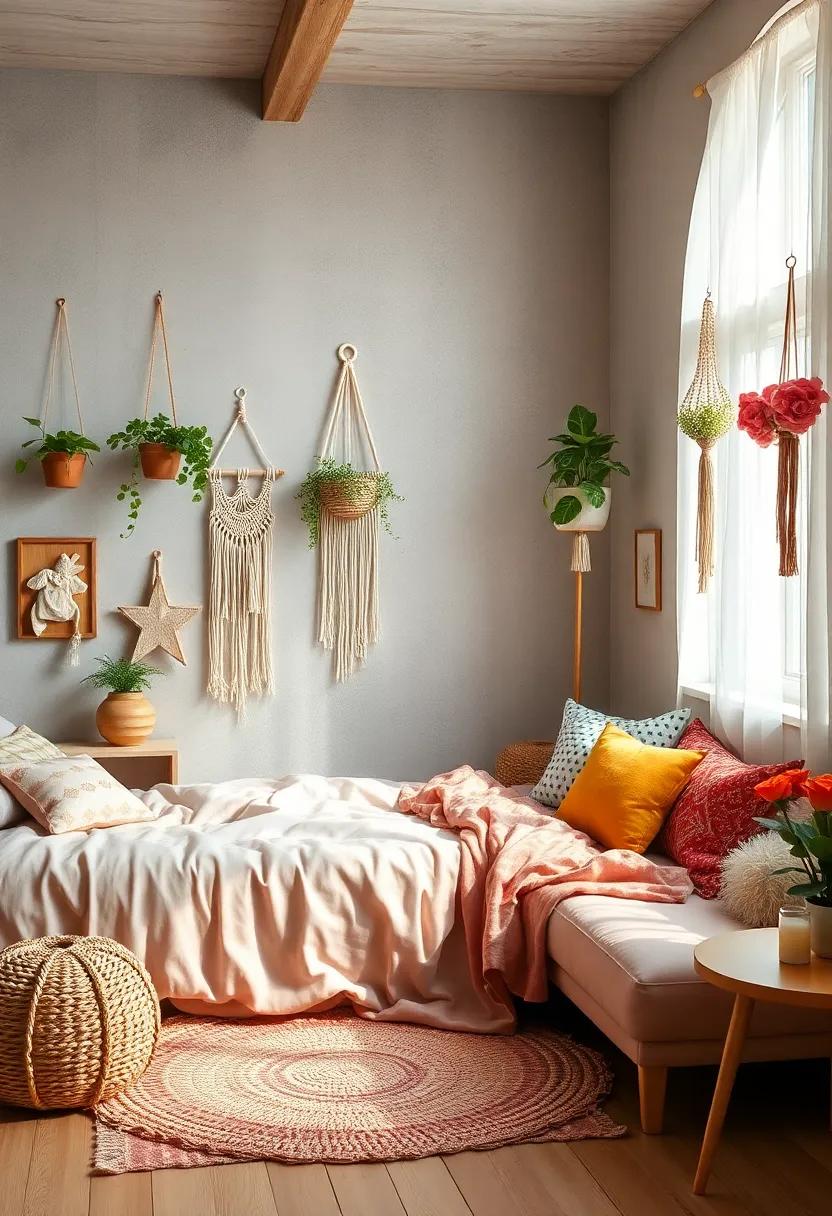 Boho​ Chic with⁤ Macrame: ⁣Incorporate macrame​ wall ‍hangings and plant hangers⁢ to bring in a cozy, bohemian feel that’s both artistic and dreamy