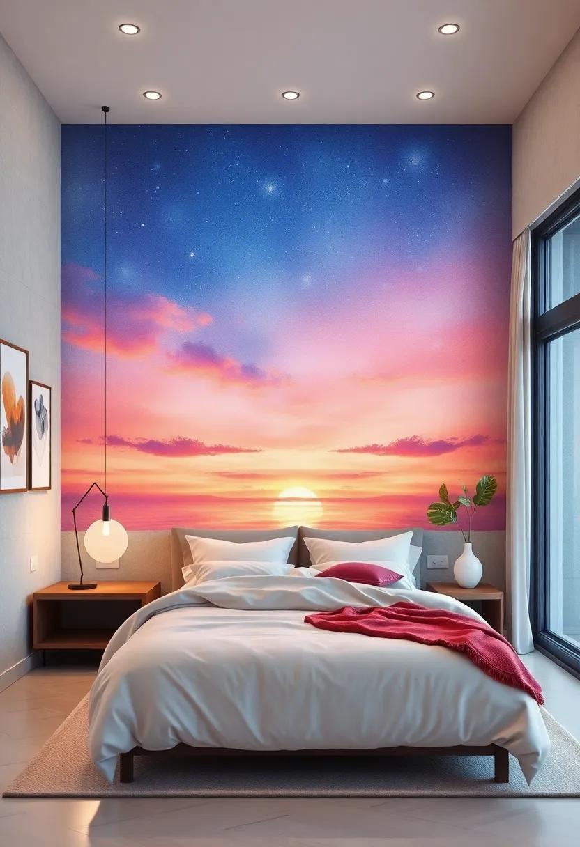 Dreamy Skies: Consider artwork featuring ethereal sunsets or starry nights crafted in watercolors to inspire a dreamy ambiance for restful slumber