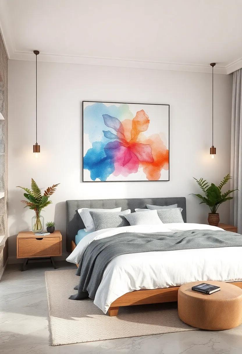 Textured Wall⁢ Art: Experiment with⁢ mixed media by combining watercolor techniques with textured elements⁣ like fabric or wood for a unique visual experience