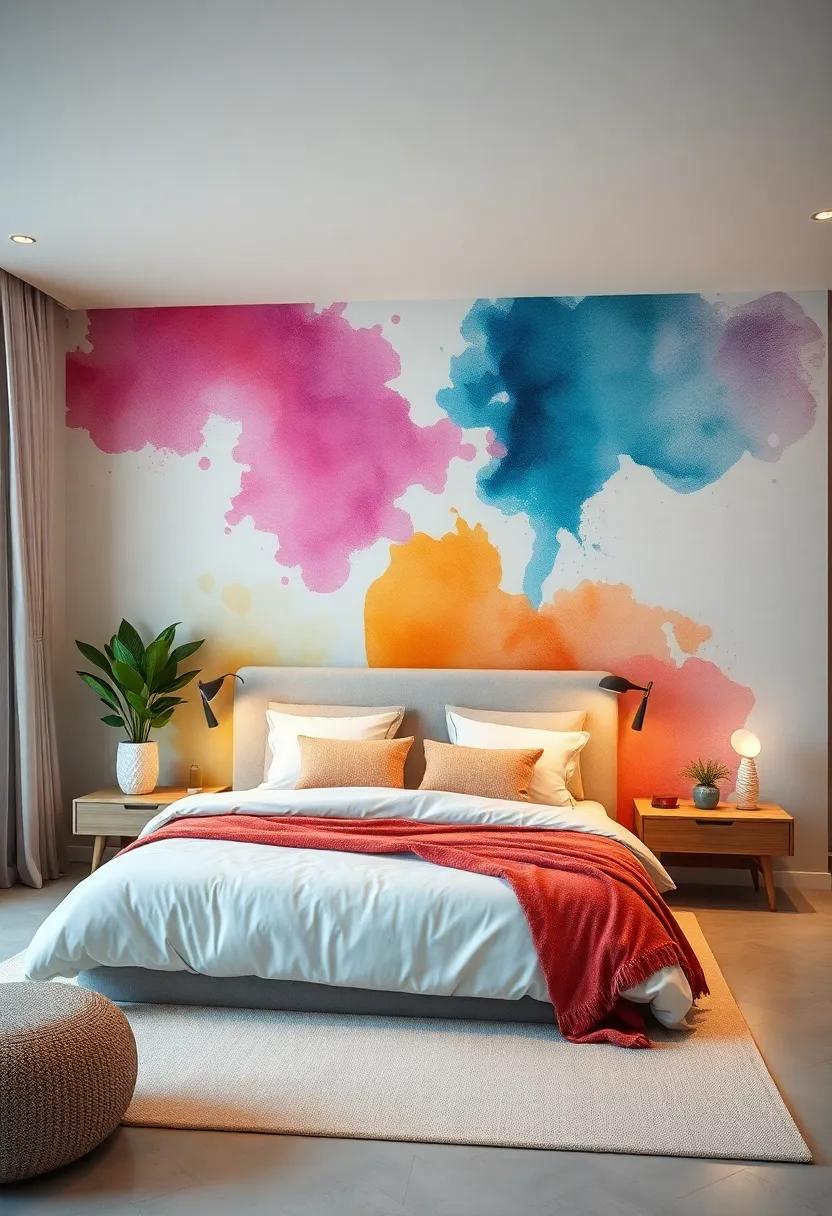 Watercolor ‌Murals: Go big with a statement‍ mural painted‍ in watercolors that envelops your room in a unique artistic ⁤vibe