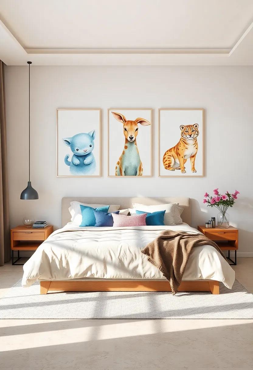whimsical Animals: Adorn your ⁣walls ⁤with playful watercolor depictions⁤ of your favorite‍ animals, adding charm and character to your bedroom interior