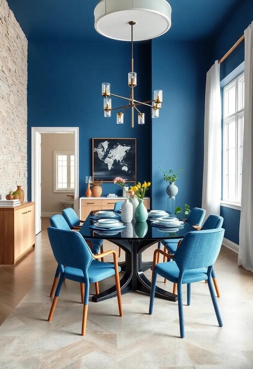 Eclectic ‍Style: Use ⁣various ​shades‍ of blue in mismatched dining⁤ chairs to produce ⁢a playful, eclectic vibe that tells⁢ a story⁤ with every seat