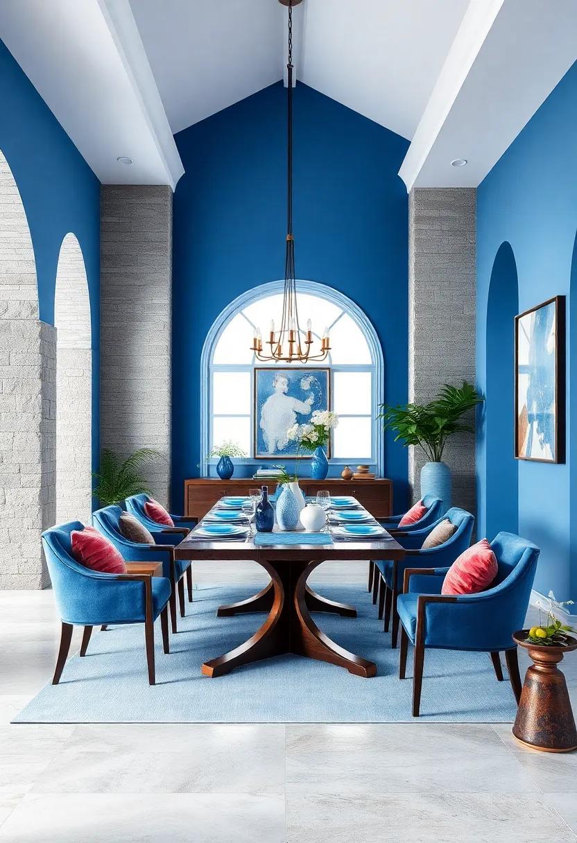 Monochrome Masterpiece: Choose a monochromatic blue palette from vibrant cobalt to‌ soft sky hues for a ⁣contemporary and ​cohesive dining experience