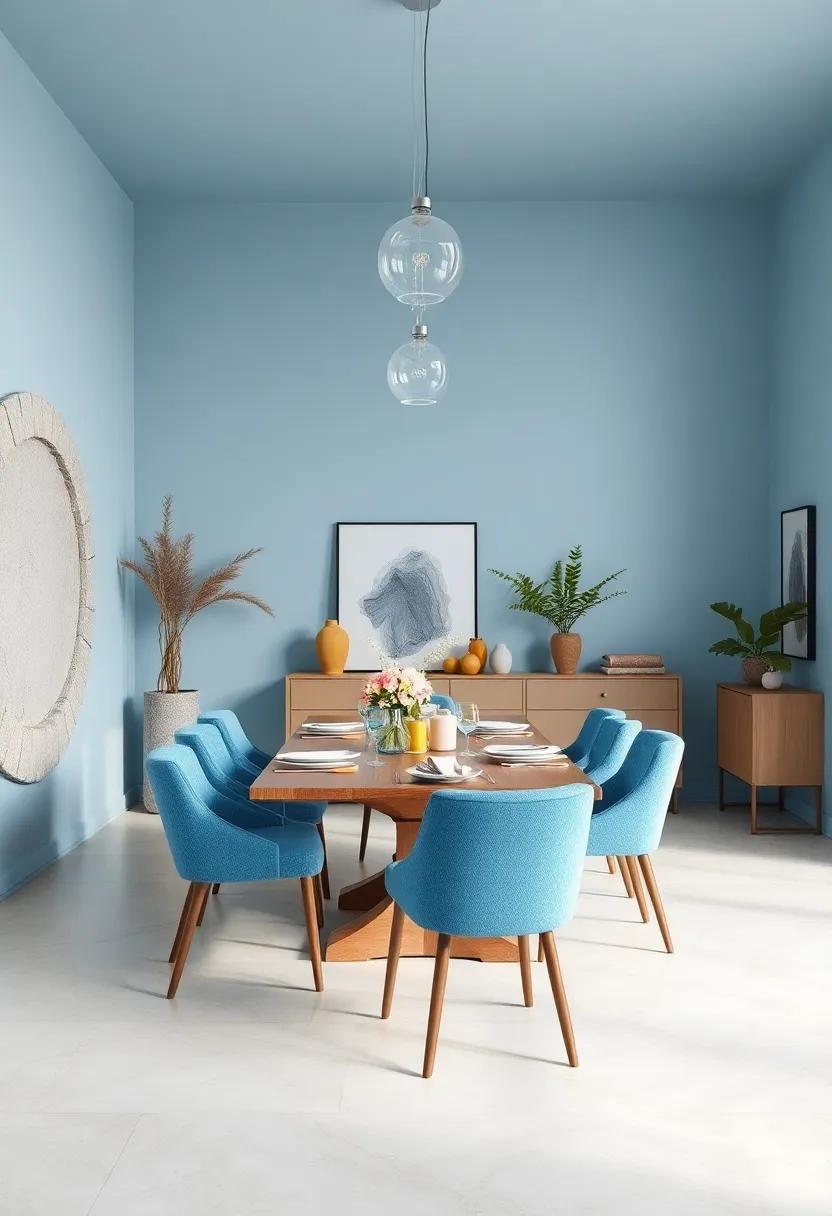 Soft and Serene: Light ‌powder blue walls complemented by pastel decorations ⁤create‌ a soft, calming atmosphere perfect ​for intimate ​dinners
