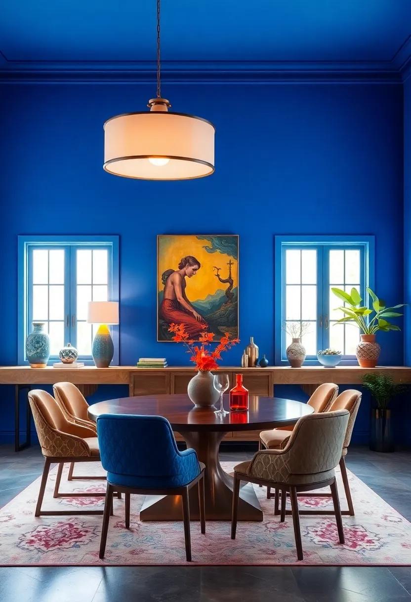 Statement Lighting:⁣ Use vivid ​blue walls as a backdrop​ for⁢ oversized lighting‍ fixtures that draw attention and enhance⁣ the artistic⁤ atmosphere