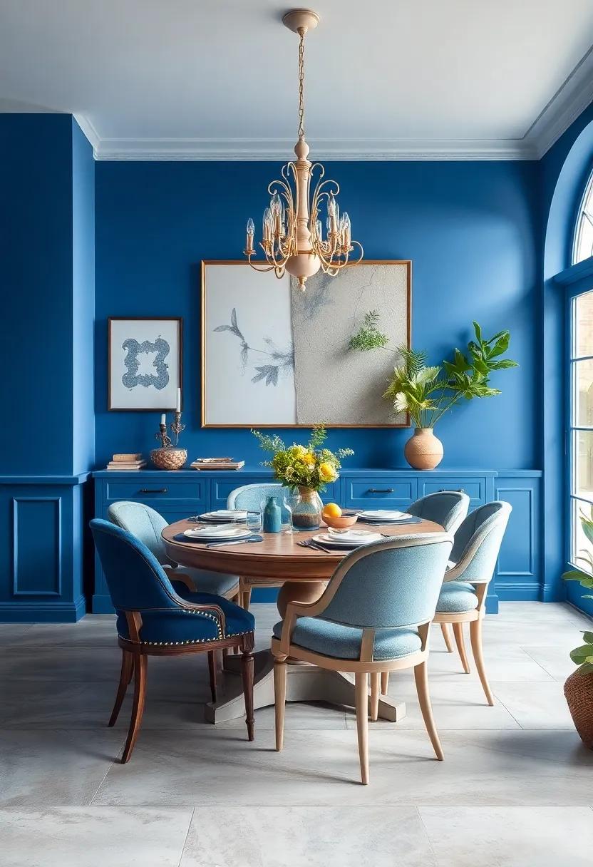 vintage Charm:⁣ Incorporate a rich royal ⁤blue with antique cream‍ furniture to​ create a ​dining​ room that feels ​both​ nostalgic and inviting