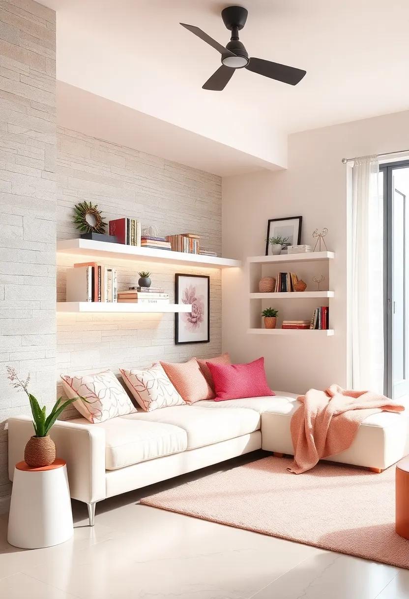 Floating Shelves: Install floating shelves in⁣ a⁢ sleek ivory finish ⁢to display books,‍ decorative⁣ items, and ⁢personal⁤ mementos