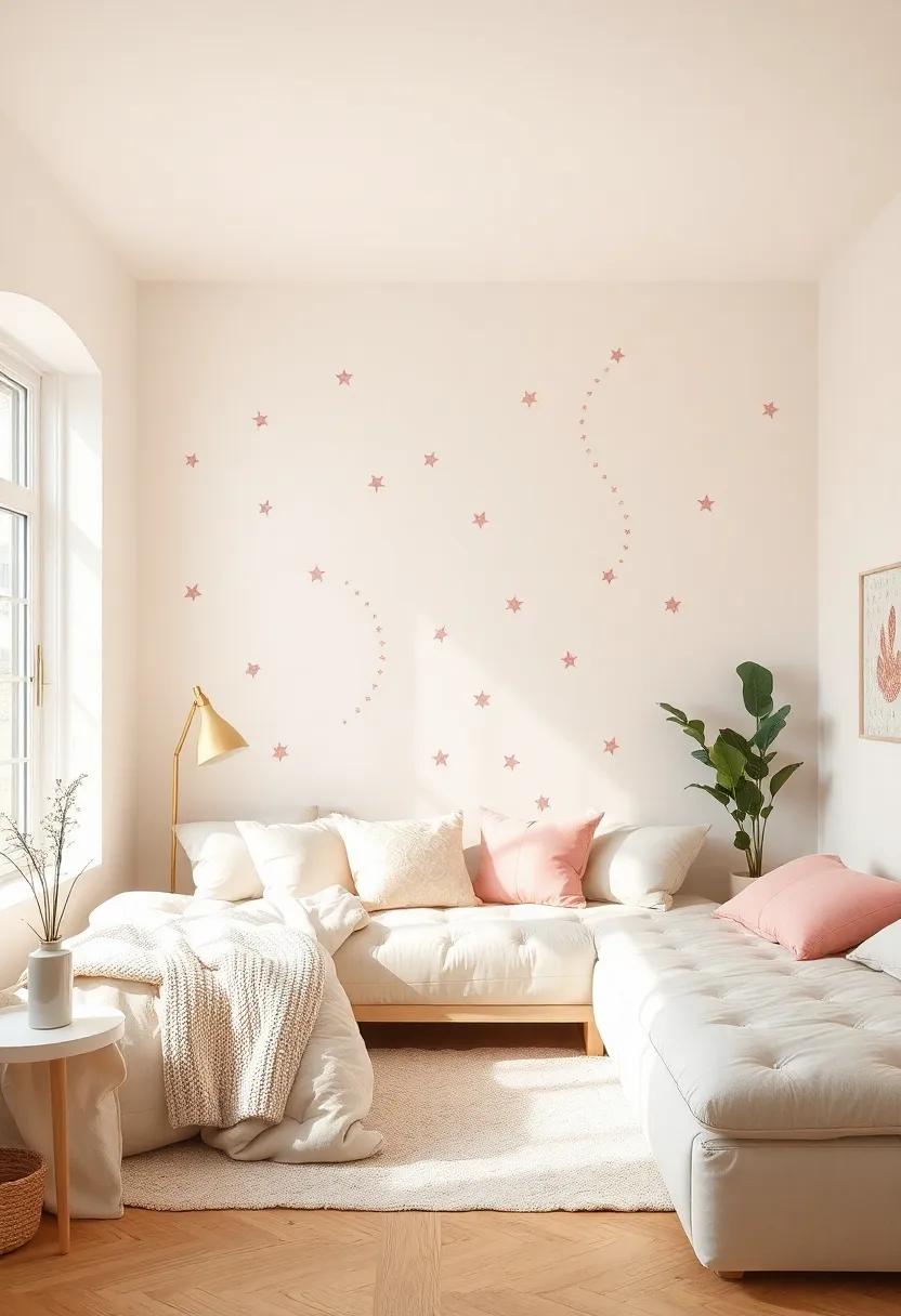 Whimsical Wall Decals: Stick ⁣on⁣ delicate wall decals⁤ in ivory or blush to create a playful yet stylish backdrop