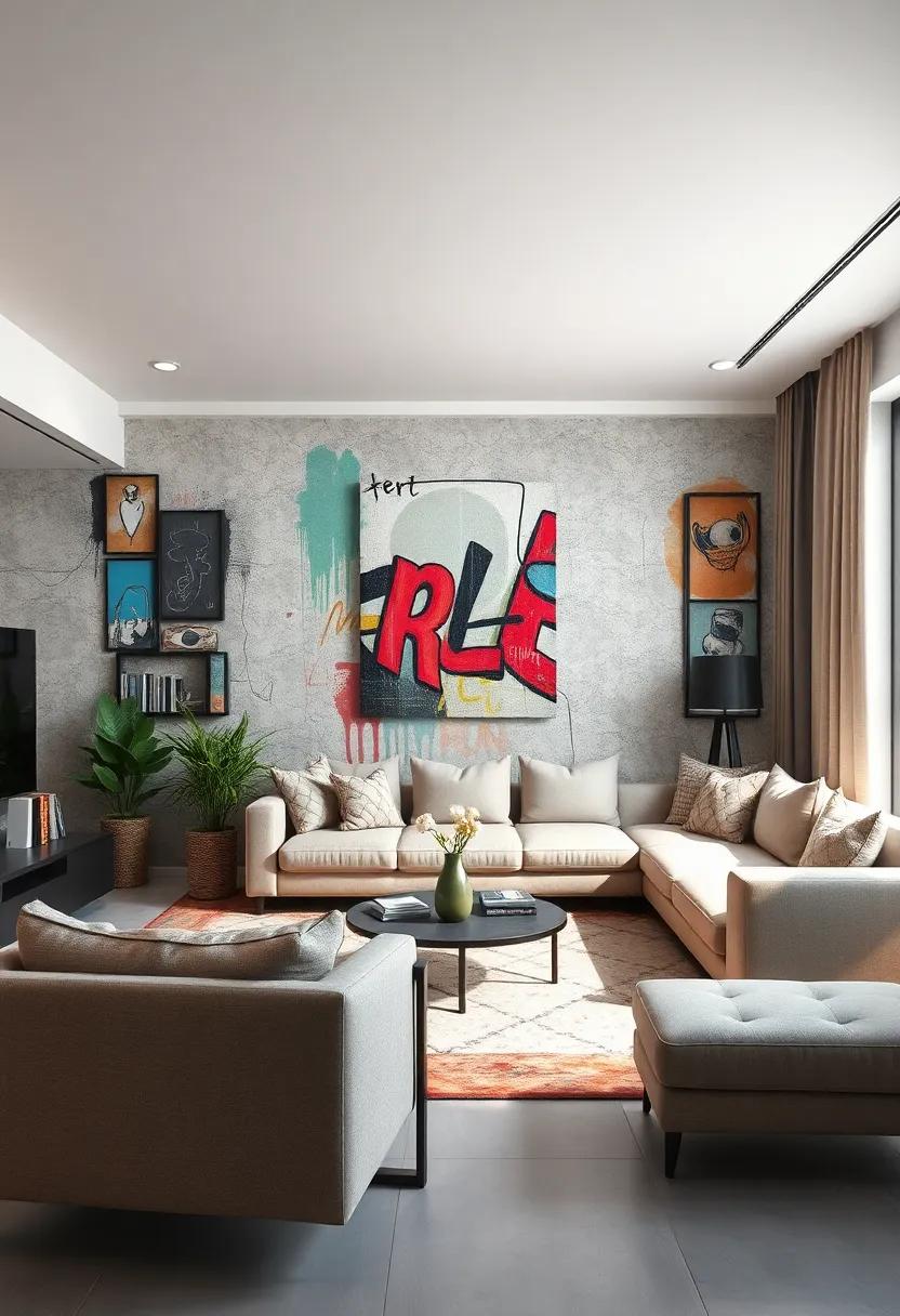 Urban Graffiti:⁣ Street⁤ art-inspired prints showcase the raw ⁣energy of city life,⁣ infusing your⁢ living ‍room with ​an edgy vibe that celebrates individuality and artistic expression