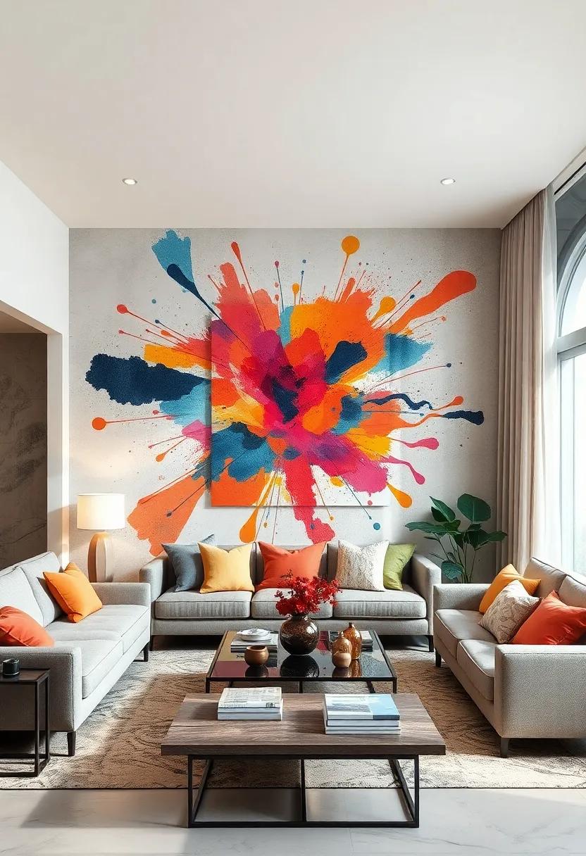 Artistic Whirlwind: A whirlwind ⁤of​ colors and shapes bursts onto the canvas, allowing your living room⁣ to overflow with personality and ⁤creativity, making it a true ‌expression of you