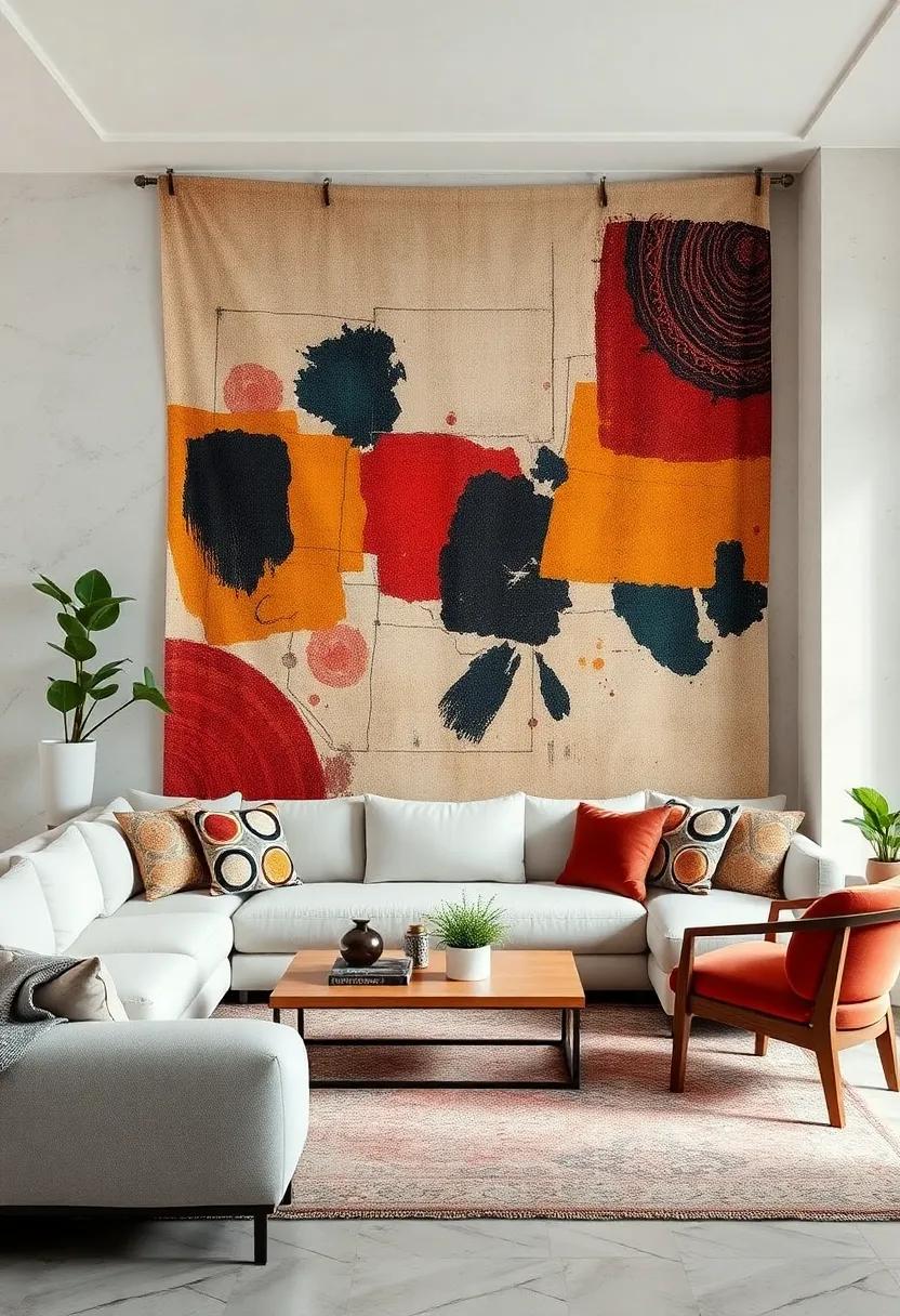 Modern Tapestry: A contemporary interpretation of traditional textiles, ⁢featuring intricate patterns and rich colors, adds depth and a touch‍ of global‌ elegance to ⁤your living decor