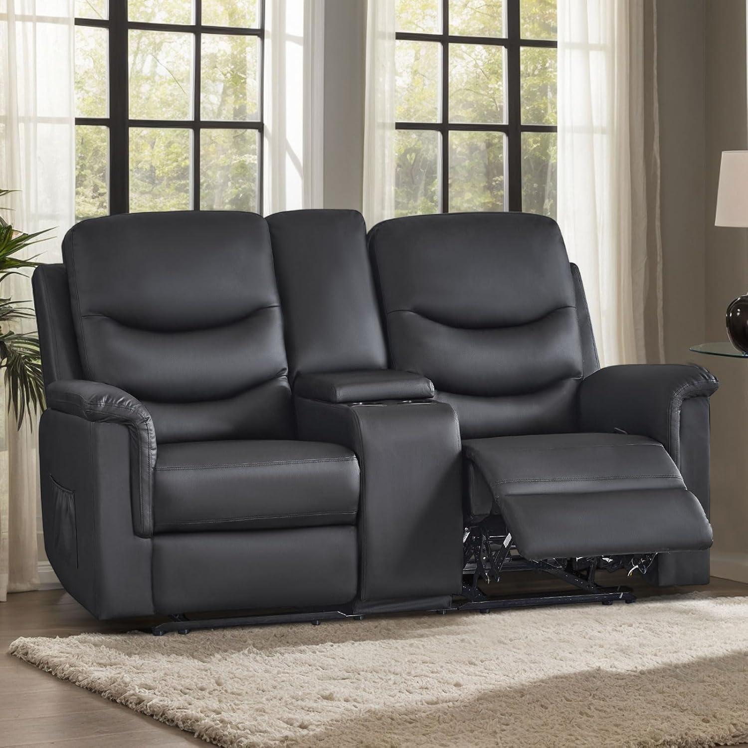 Consofa Reclining Loveseat with Console — fits your room Consofa Reclining Loveseat with Console — fits your room