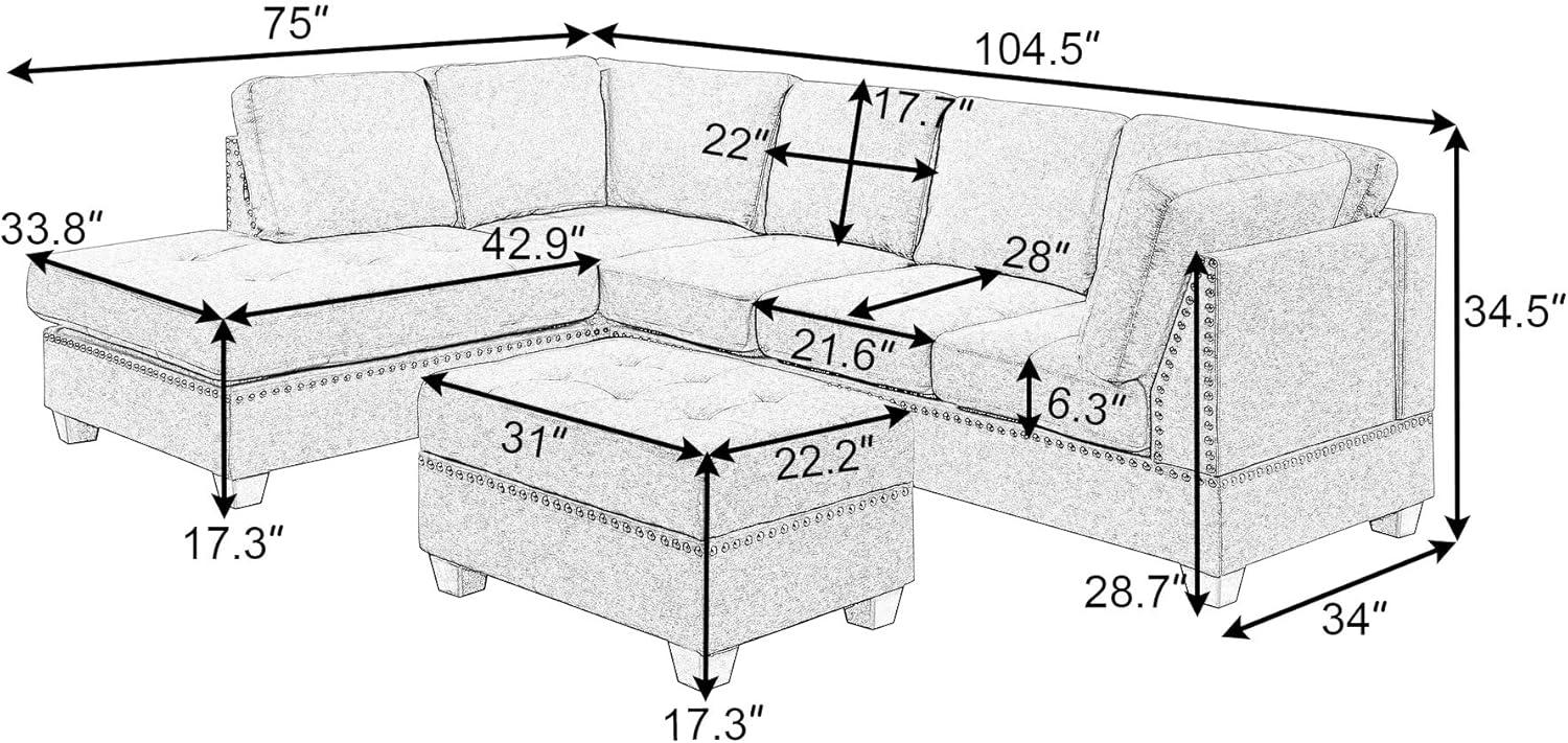 Harper & Bright Designs Sectional Sofa Set: your living area