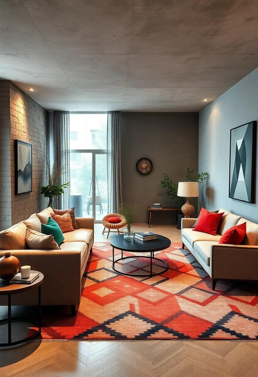 27 Inspiring Ways to Style an Eclectic Living Room with Geometric Rugs