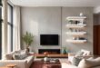 104487 27 Stunning Ideas For Decorating Your Living Room With White Floating Shelves.jpg