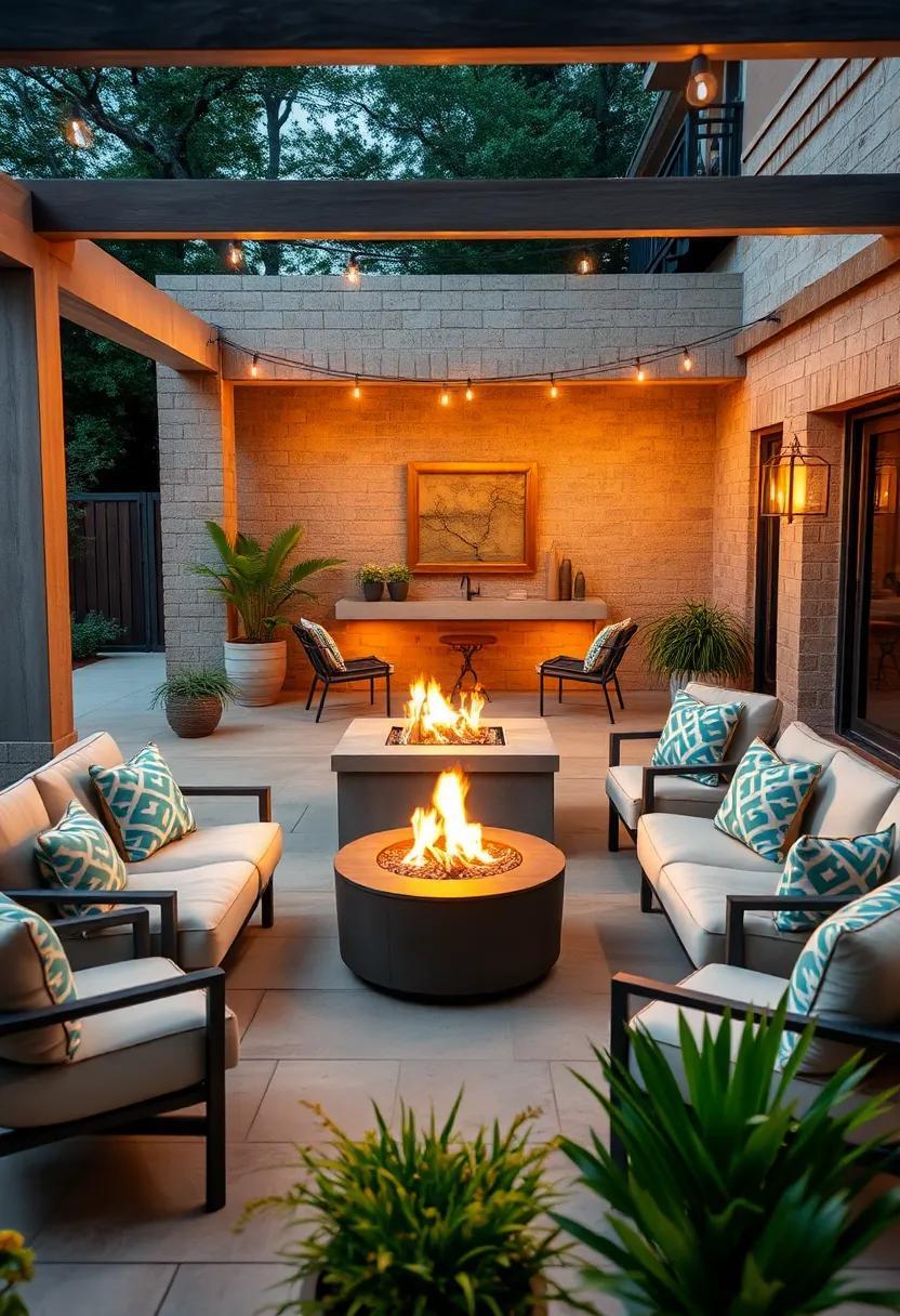 25 Stylish Patio Lounges Featuring Fire Pits as Cozy Focal Points