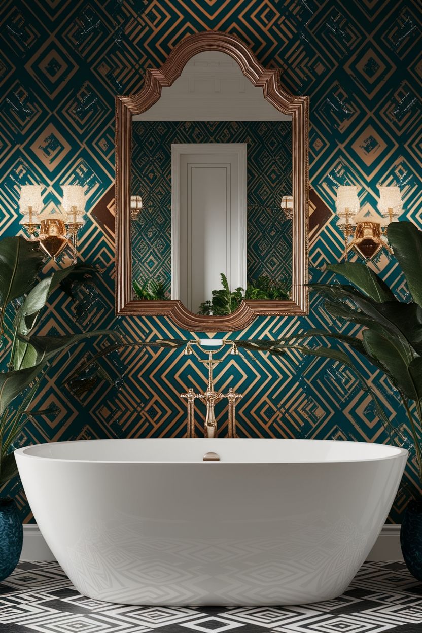 bold wallpaper transforms bathrooms