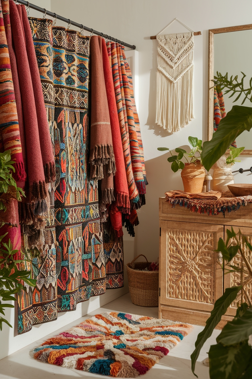 vibrant textiles for bathrooms
