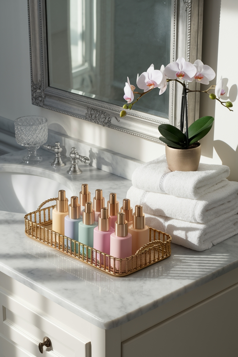 elegant bathroom tray displays