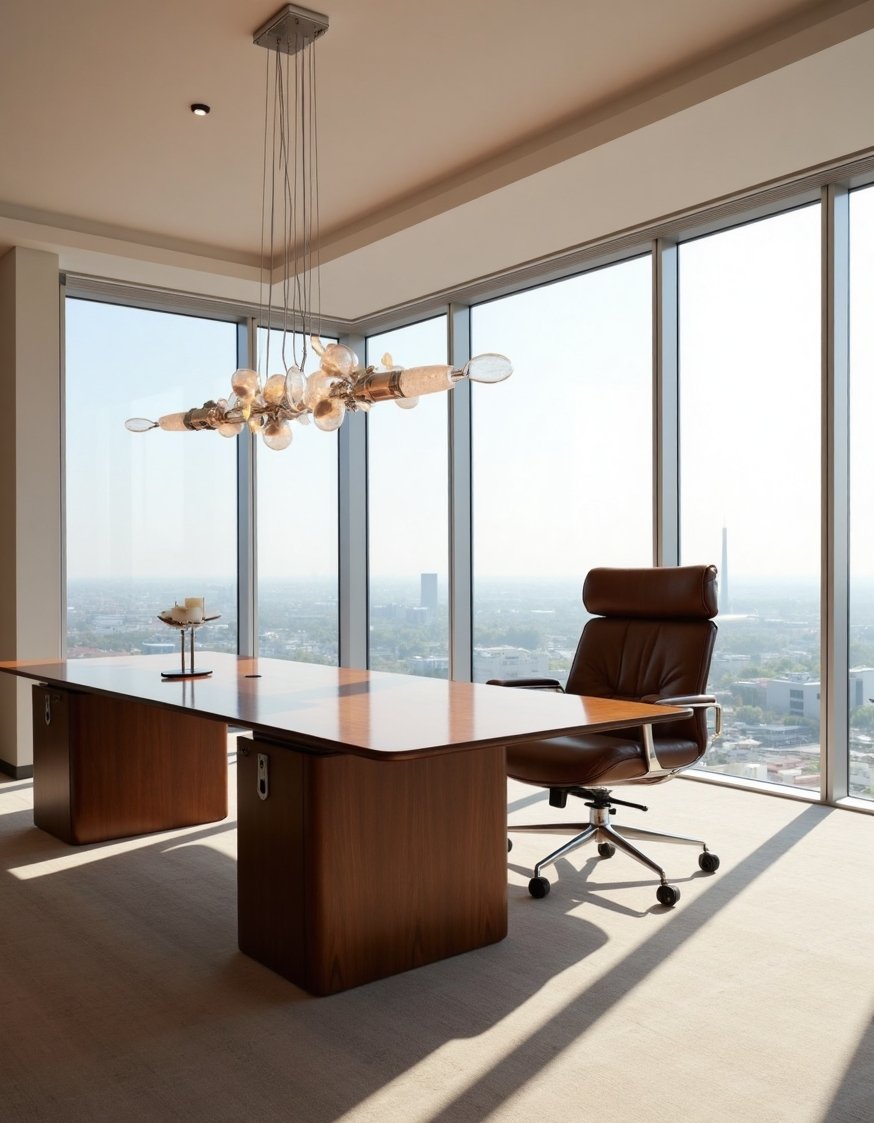 Luxury CEO Office Room - Contemporary Executive Suites: Elegance Meets Simplicity - Luxurious CEO office with stunning city views. Natural...