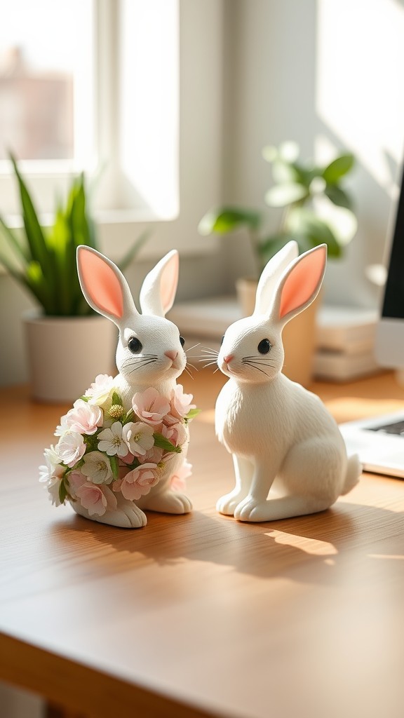 Floral Easter bunny figures