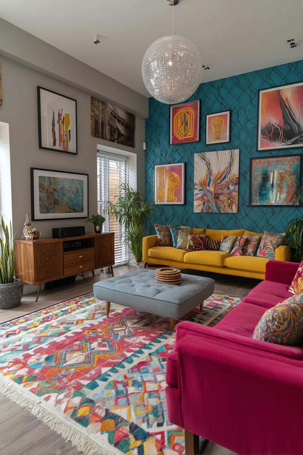 Anchor the Room with a Bright Multicolor Area Rug