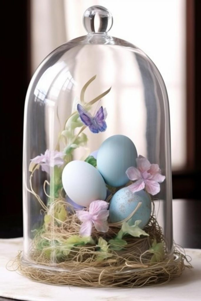 Add a little magic to your tables with an eye-catching and enchanting spring-inspired centerpiece featuring a simple hand-woven nest, perfectly pastel Easter eggs, flowers and butterflies.