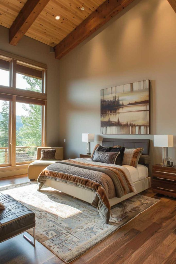 Carefully selected, earthy elements are carefully arranged throughout the space, seamlessly merging the captivating beauty of nature with the artistry of the interior design.