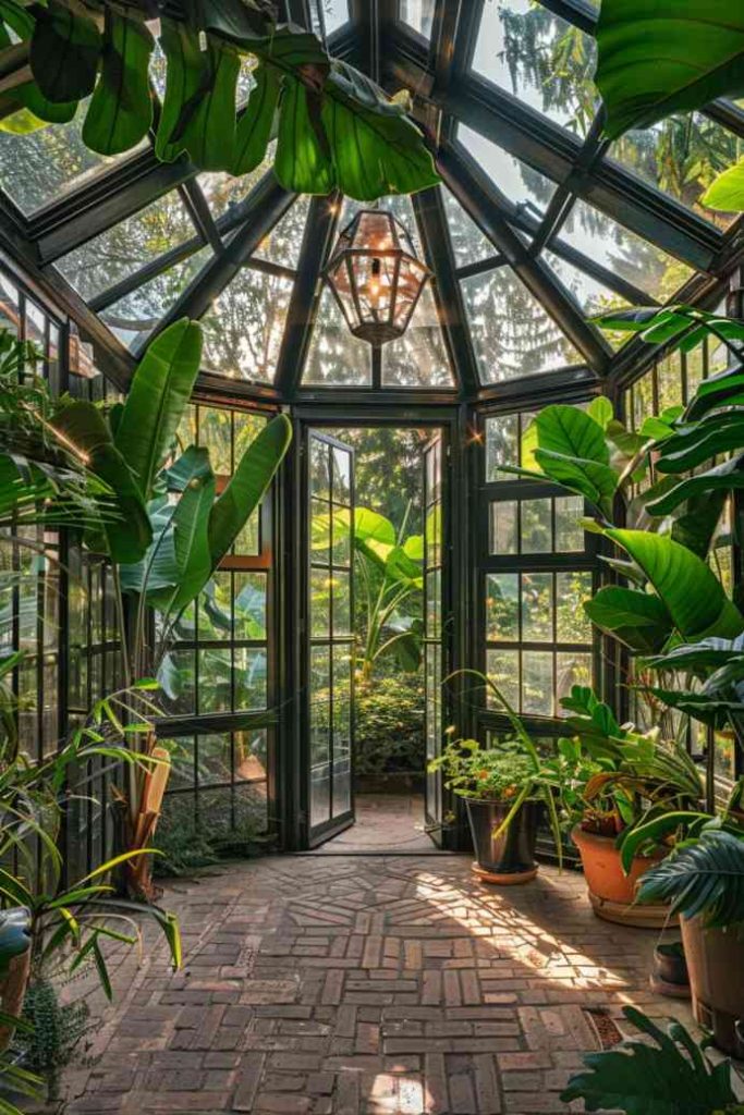 The hexagonal greenhouse is a marriage of geometry and botany and delights with angles that offer a unique panoramic view of the greenery.