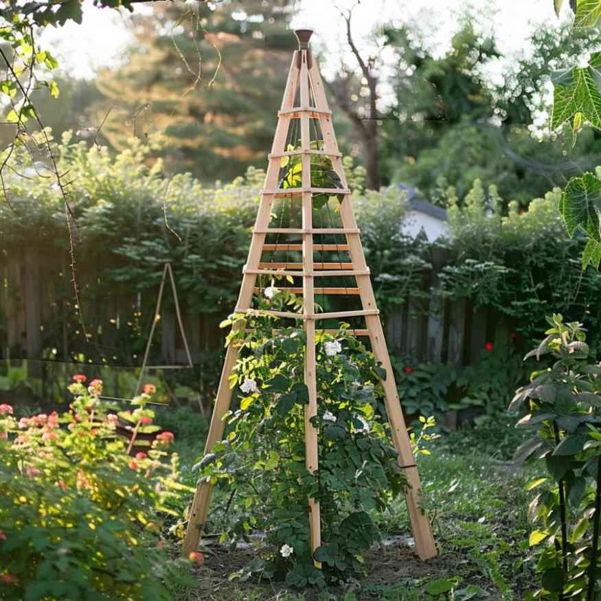 Tuck a triangular corner trellis neatly into the unused corners of your garden. This cleverly designed, space-saving structure has a rectangular silhouette and is perfect for adding height and interest to corner spaces.