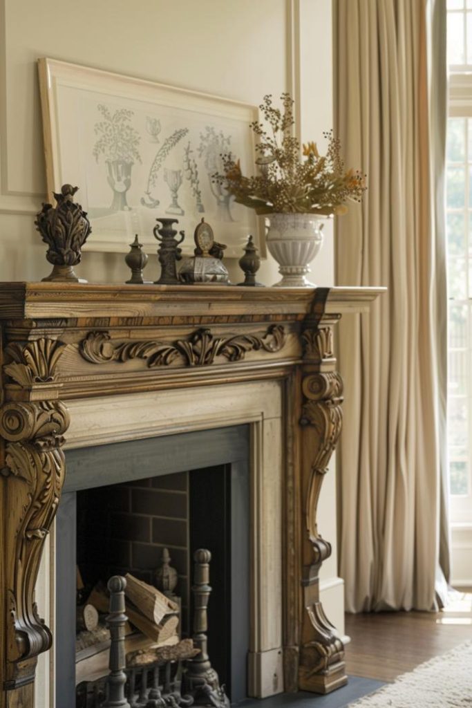 With a sophisticated traditional touch, this wooden coat radiates a reserved elegance that is decorated with small decorative figures that cause a feeling of the old charm.