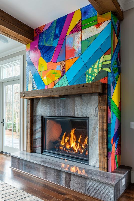 A lively kaleidoscope of colors splashes over the scene and turns this wooden coat into a lush expression of individuality and creativity.