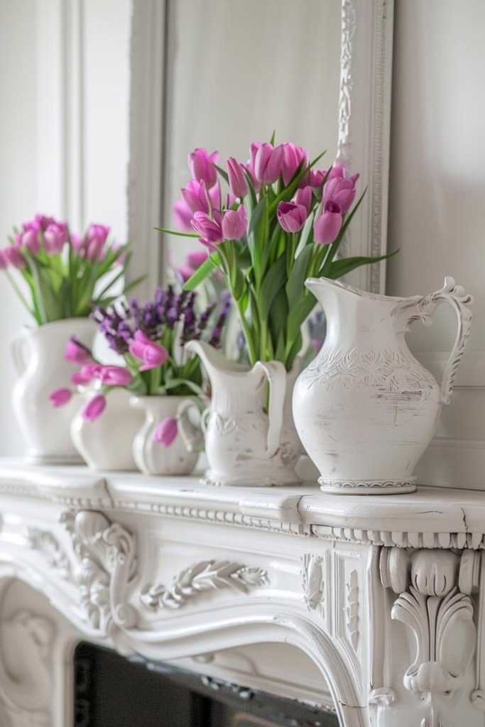 A French -inspired white wooden coat has elegant curves and demanding charm with a touch of Parisian flair.