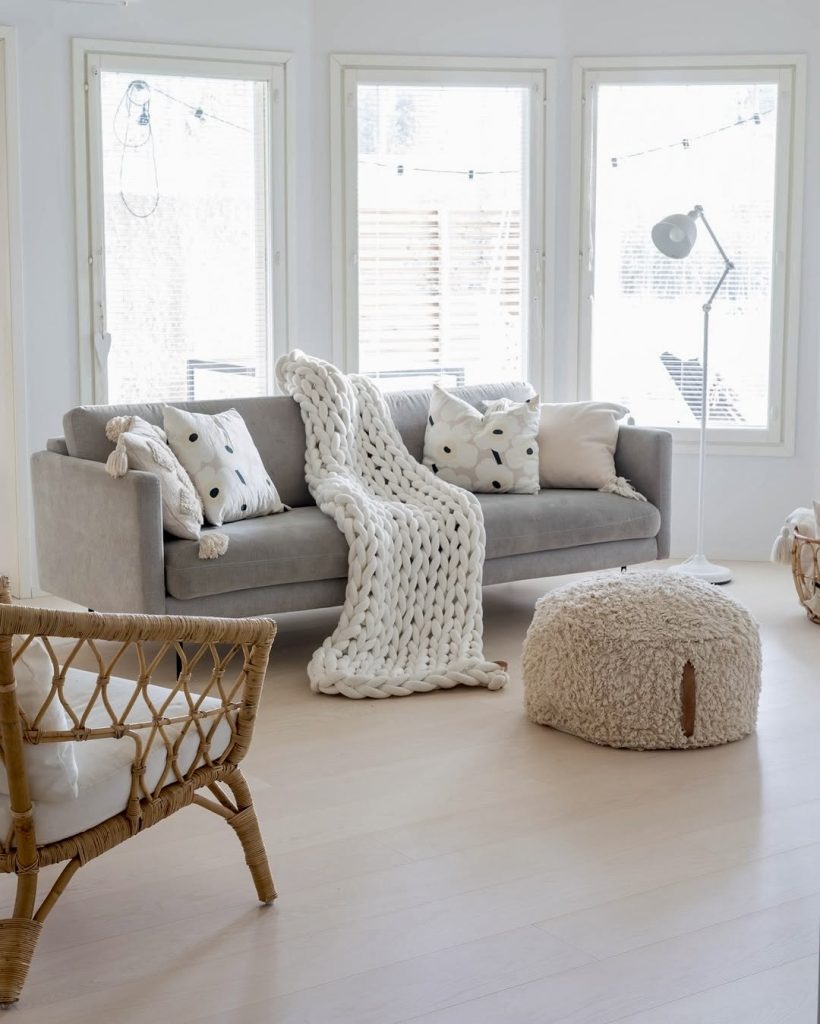 Whitewashed laminate flooring in Scandinavian style