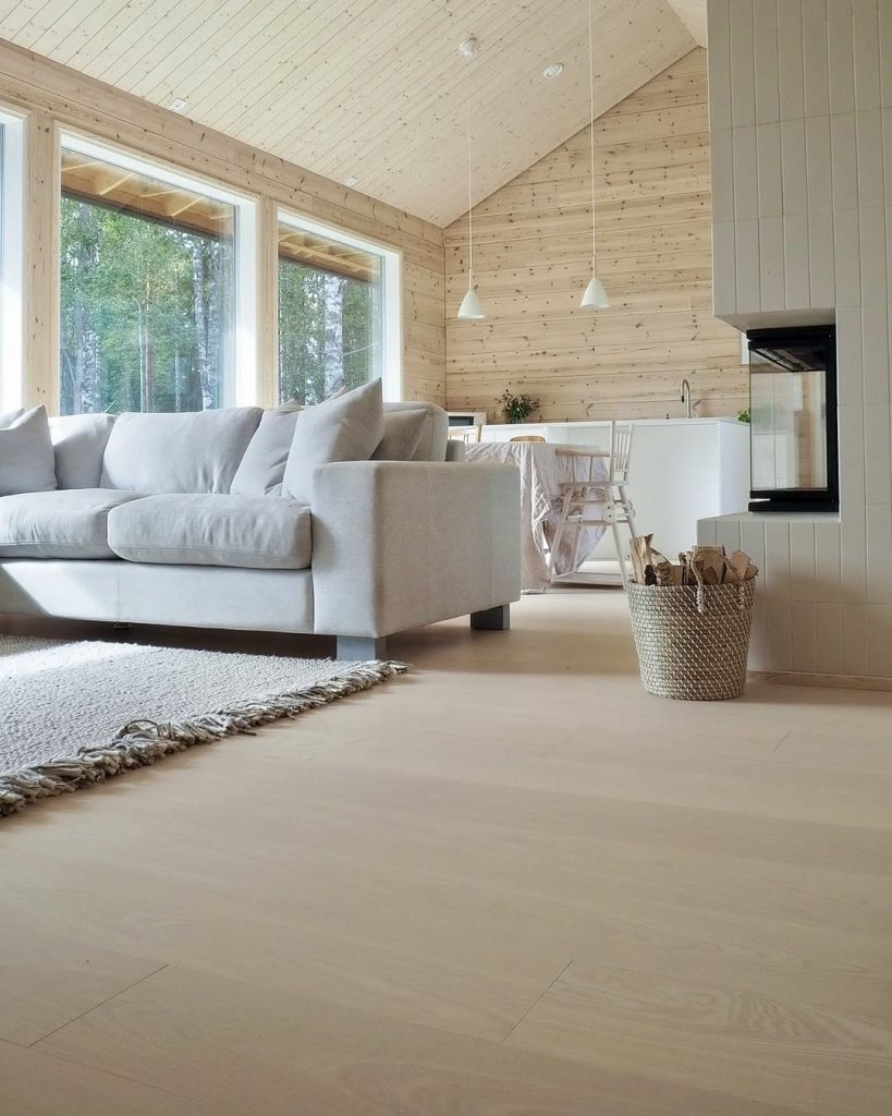 Light wood flooring in Scandinavian style room