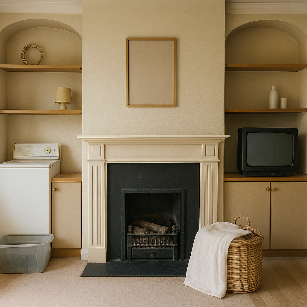 Before built-in fireplace surround