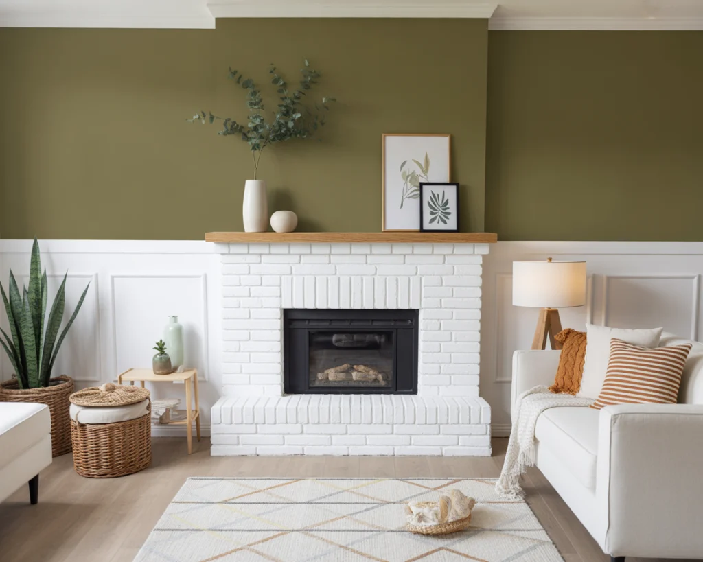 After two-tone painted fireplace