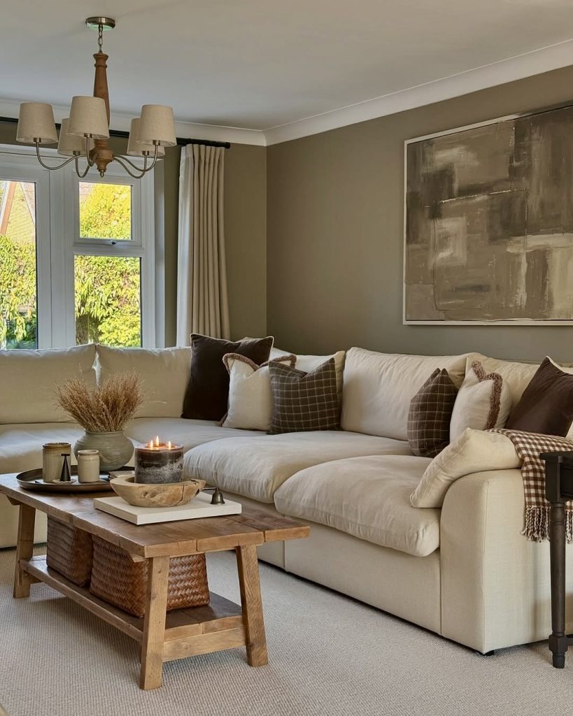 Taupe and Cream Living Room