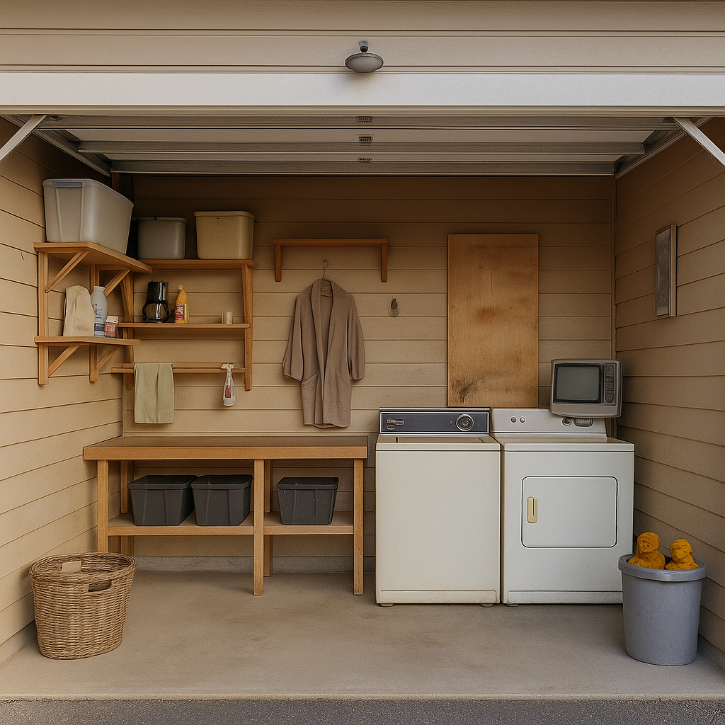 Before garage laundry corner