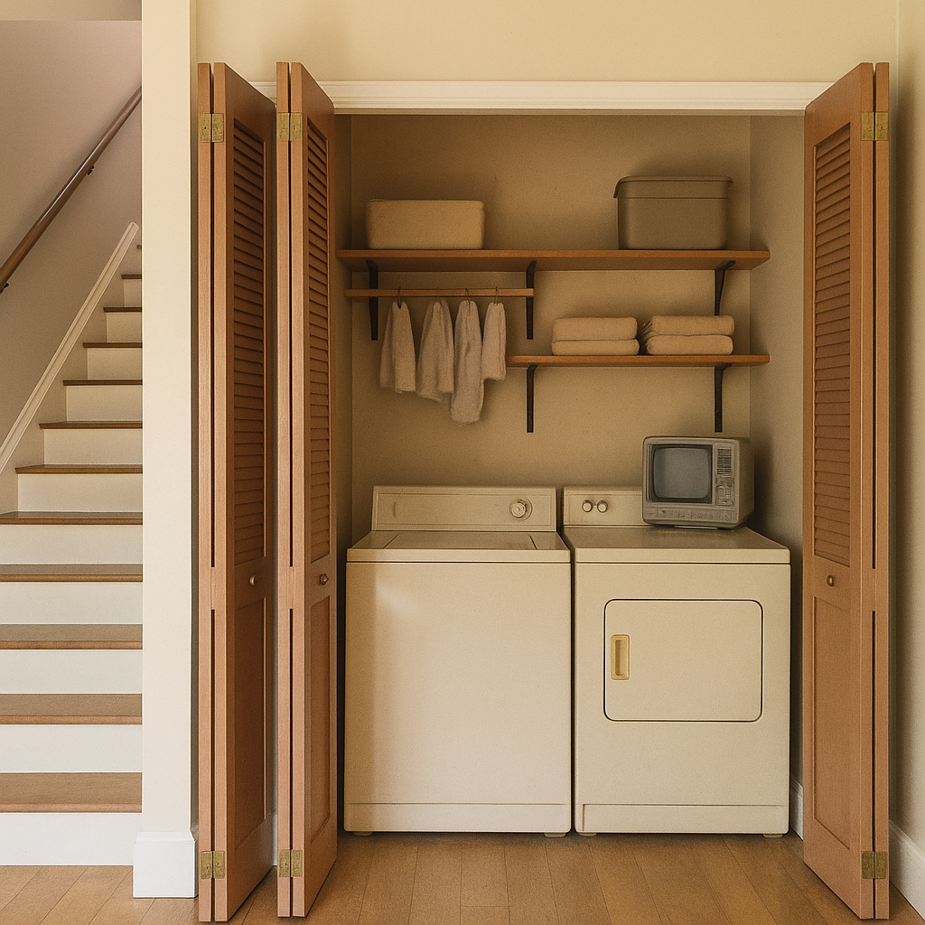 Before under-stairs laundry