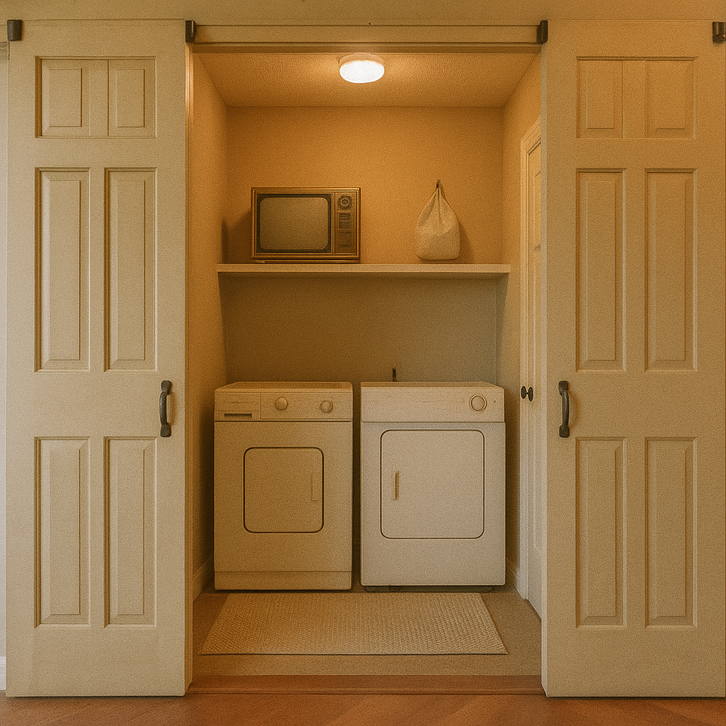 Before barn door laundry