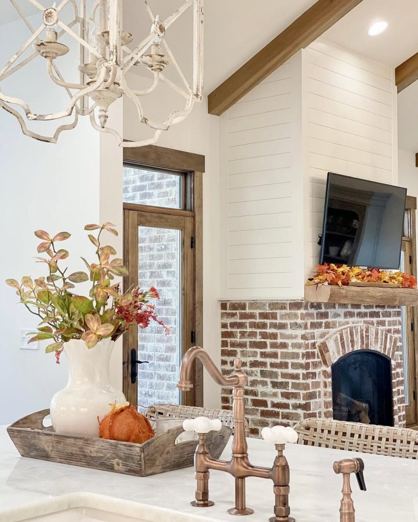 Farmhouse Tray with Fall Flowers