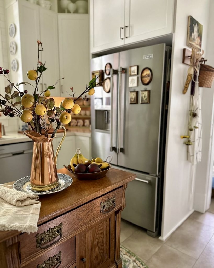 Copper and Fruit Fall Decor