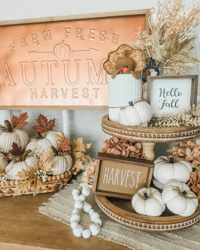 Tiered Tray Thanksgiving Decor