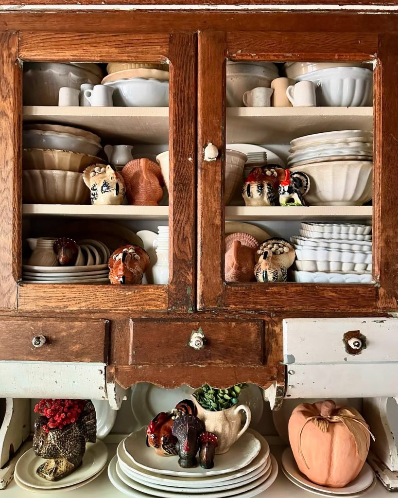Rustic Kitchen Cabinet with Turkey Accents