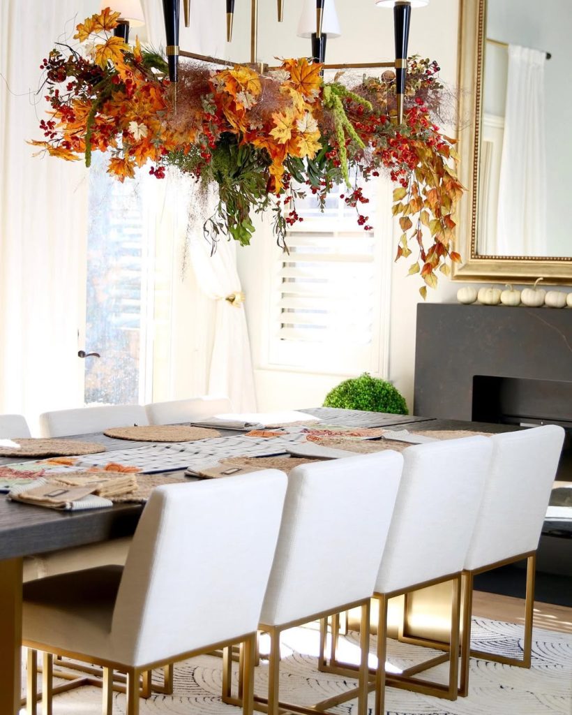 Floral Chandelier Thanksgiving Decor