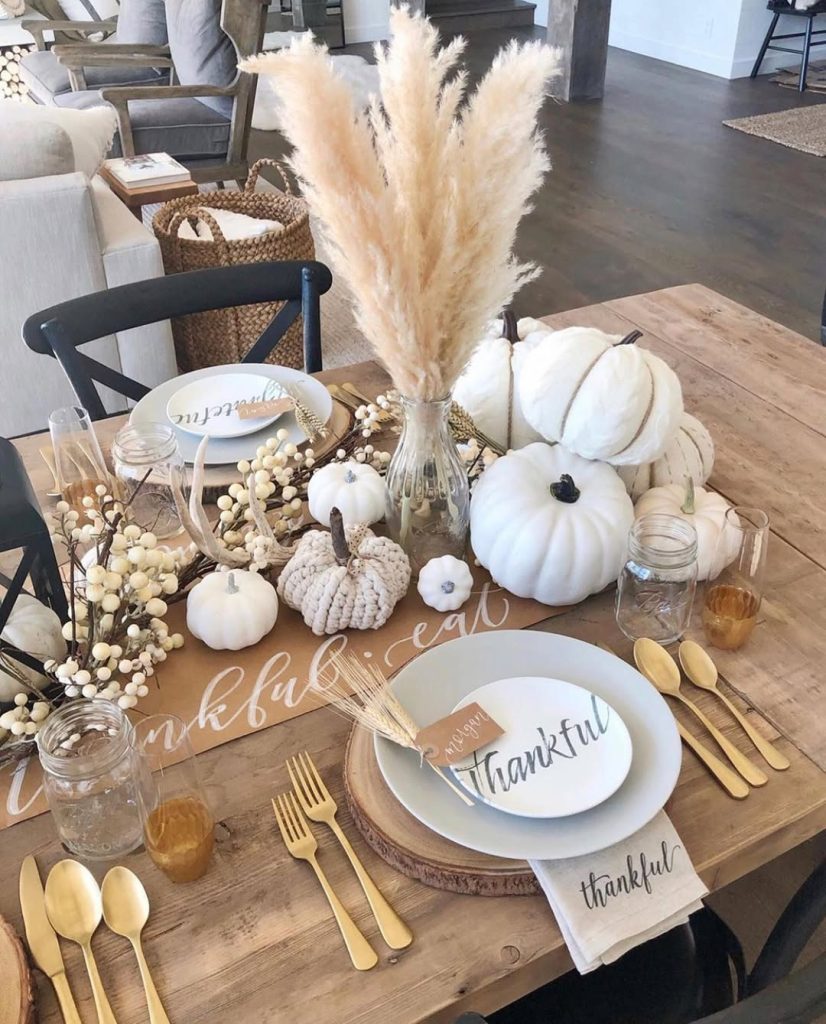 Cream and Gold Thanksgiving Table