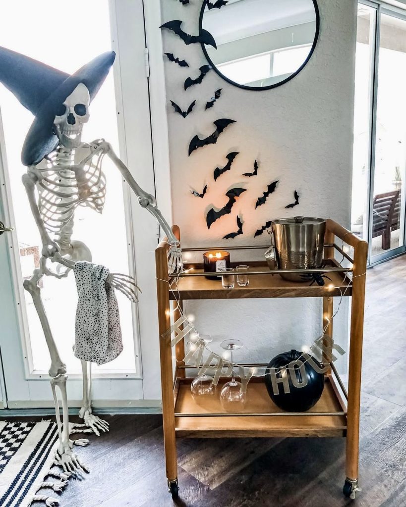 Skeleton Bartender Bar Cart