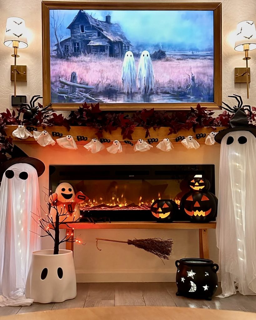Ghostly Fireplace Decor