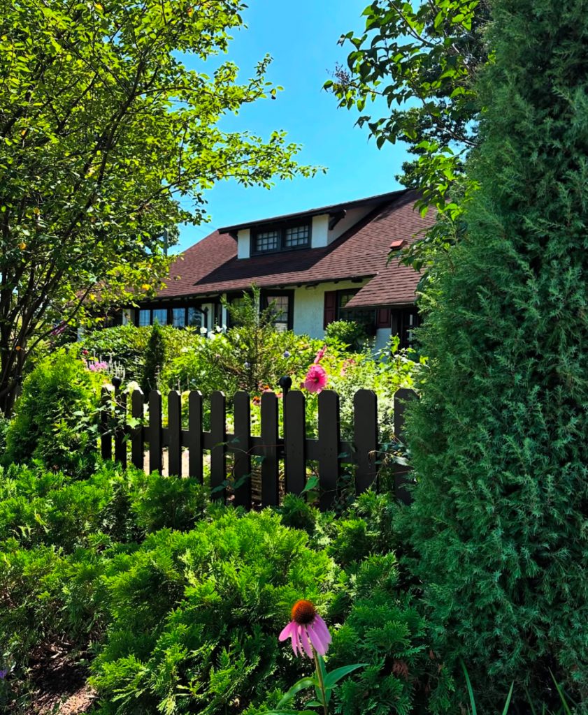 Classic picket fence with flowers